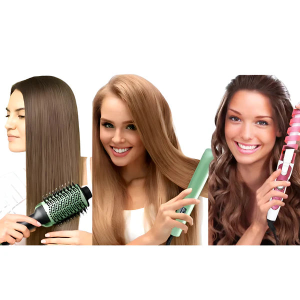 🔥 3 HERRAMIENTAS PREMIUM POR EL PRECIO DE UNA – Plancha, Cepillo y Rizador Aguacate para un CABELLO DE SALÓN EN MINUTOS