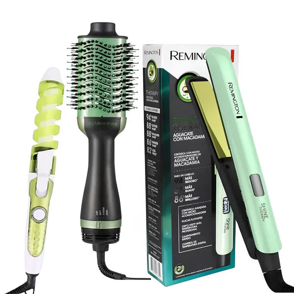 🔥 3 HERRAMIENTAS PREMIUM POR EL PRECIO DE UNA – Plancha, Cepillo y Rizador Aguacate para un CABELLO DE SALÓN EN MINUTOS